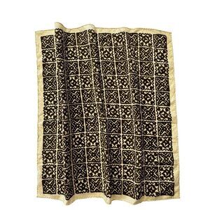 VTG Glentex Womens Silk Scarf Hankie Geo Print Boho Retro 70s Japan Ivory Brown